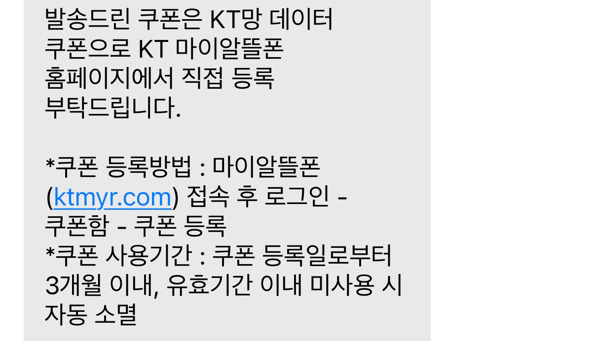 kt 망 데이터 20GB 쿠폰 판매합니다 이미지