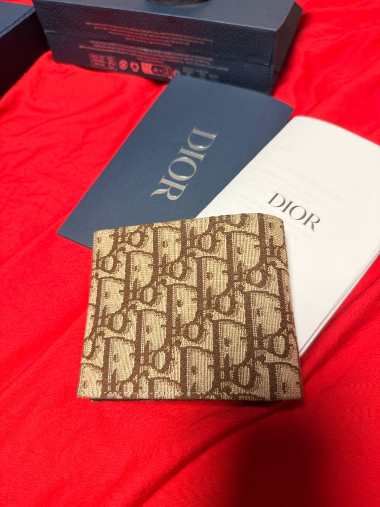 디올 오블리크 패턴 반지갑 브라운 이미지