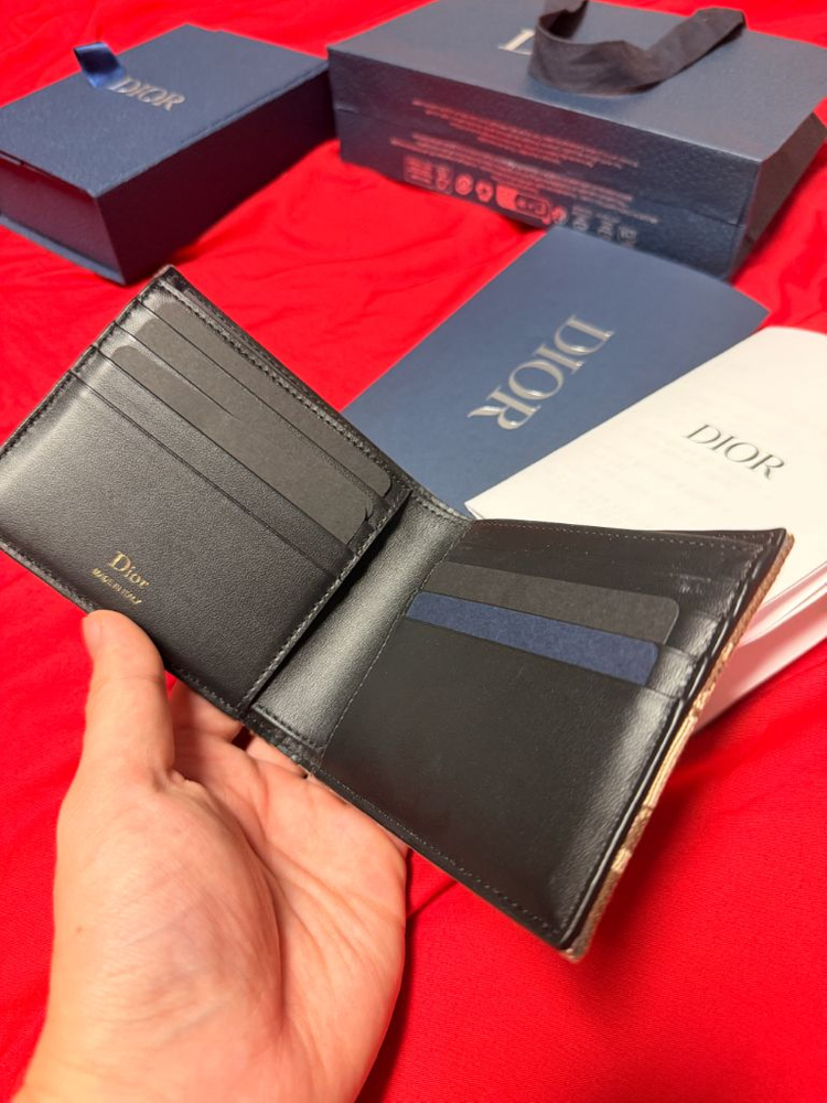 디올 오블리크 패턴 반지갑 브라운 이미지