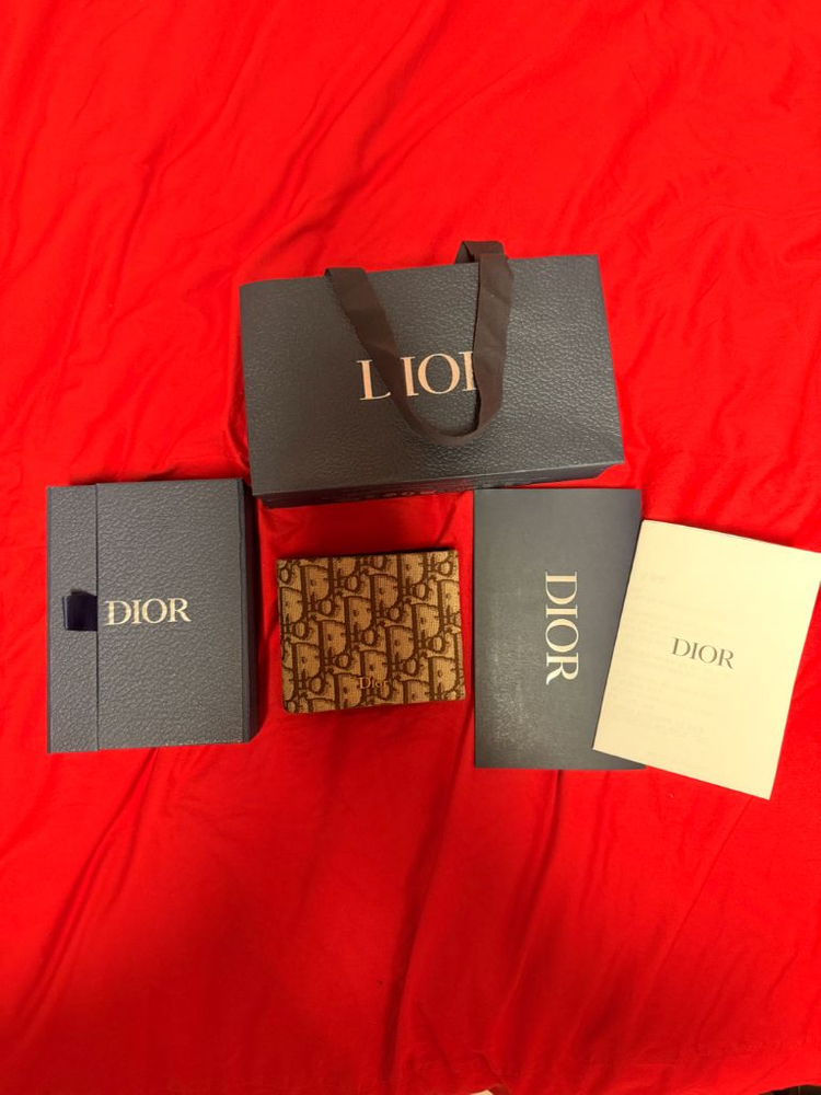 디올 오블리크 패턴 반지갑 브라운 이미지