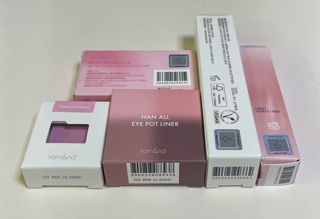 롬앤 한올 아이팟 더스티 로즈팟,리치칩,포도크림,브로우카라 그레이스토프,멜팅밤 베일드로즈 이미지