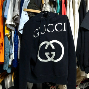 구찌 블랙 인터로킹 후드티 오버핏 실측100이상 정품검수완료 이미지