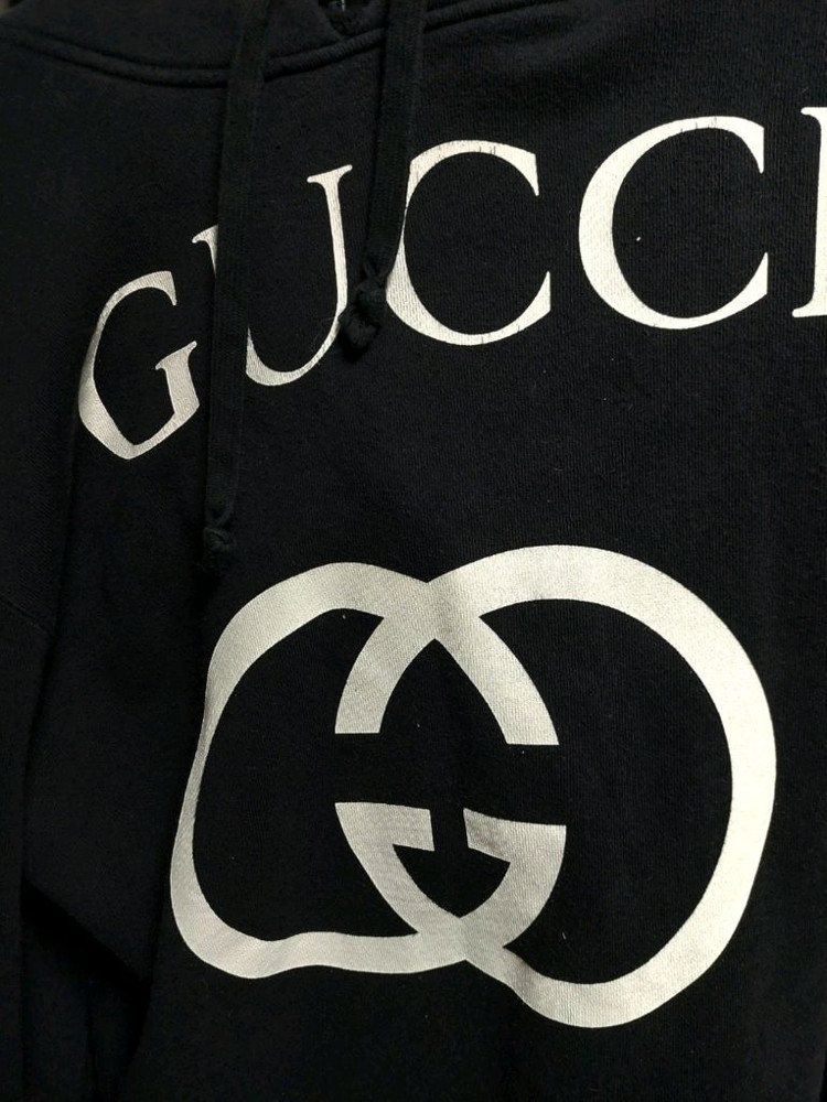 구찌 블랙 인터로킹 후드티 오버핏 실측100이상 정품검수완료 이미지