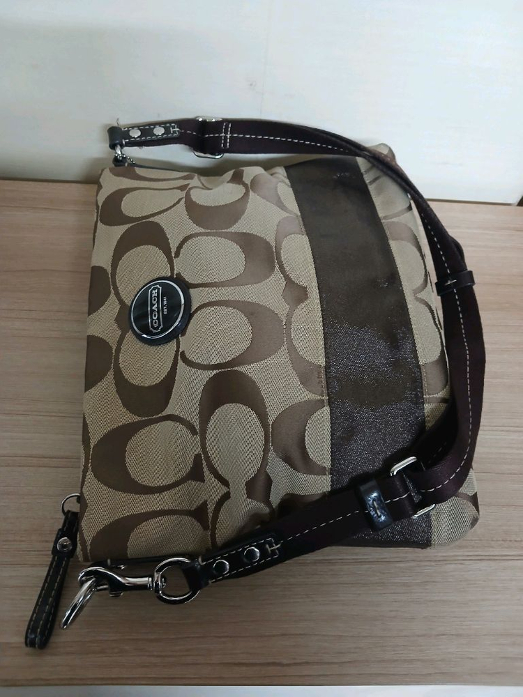 여성 코치 시그니처 스트라이프 크로스바디 파일 숄더백, 크로스백 이미지