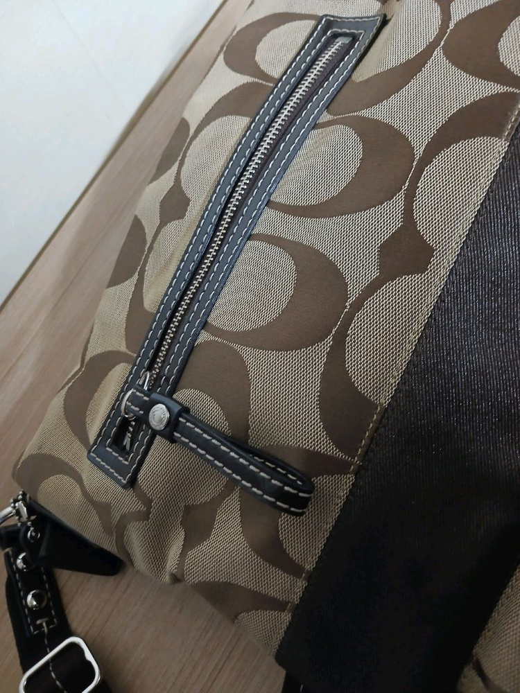 여성 코치 시그니처 스트라이프 크로스바디 파일 숄더백, 크로스백 이미지