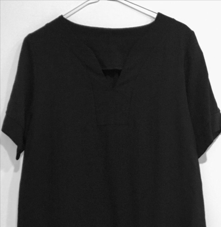 블랙 미니 원피스 린넨혼방 이미지