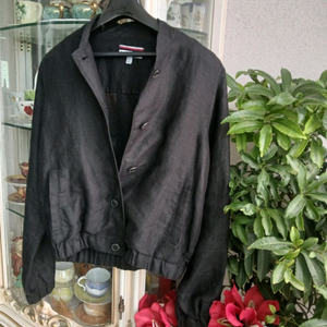 타미힐피거 블랙 린넨 봄버 자켓 55 이미지