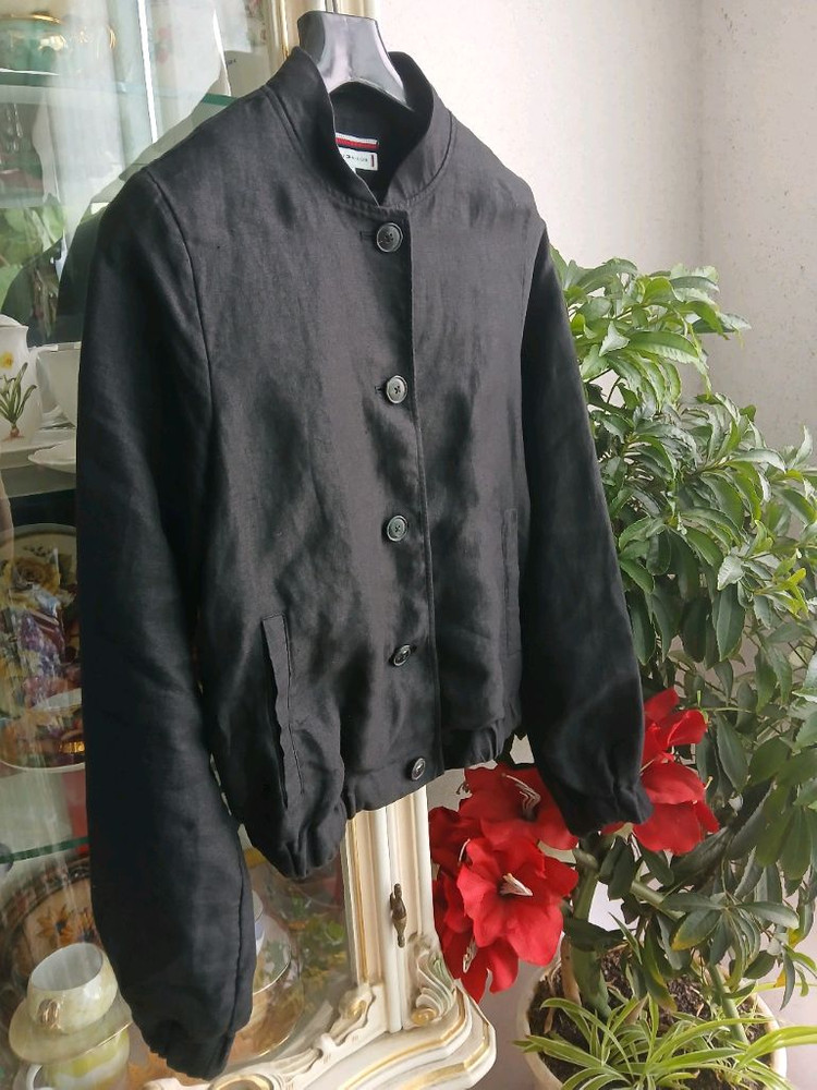 타미힐피거 블랙 린넨 봄버 자켓 55 이미지