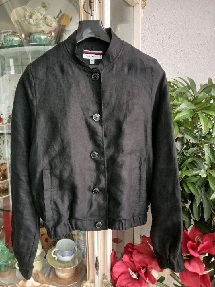 타미힐피거 블랙 린넨 봄버 자켓 55 이미지