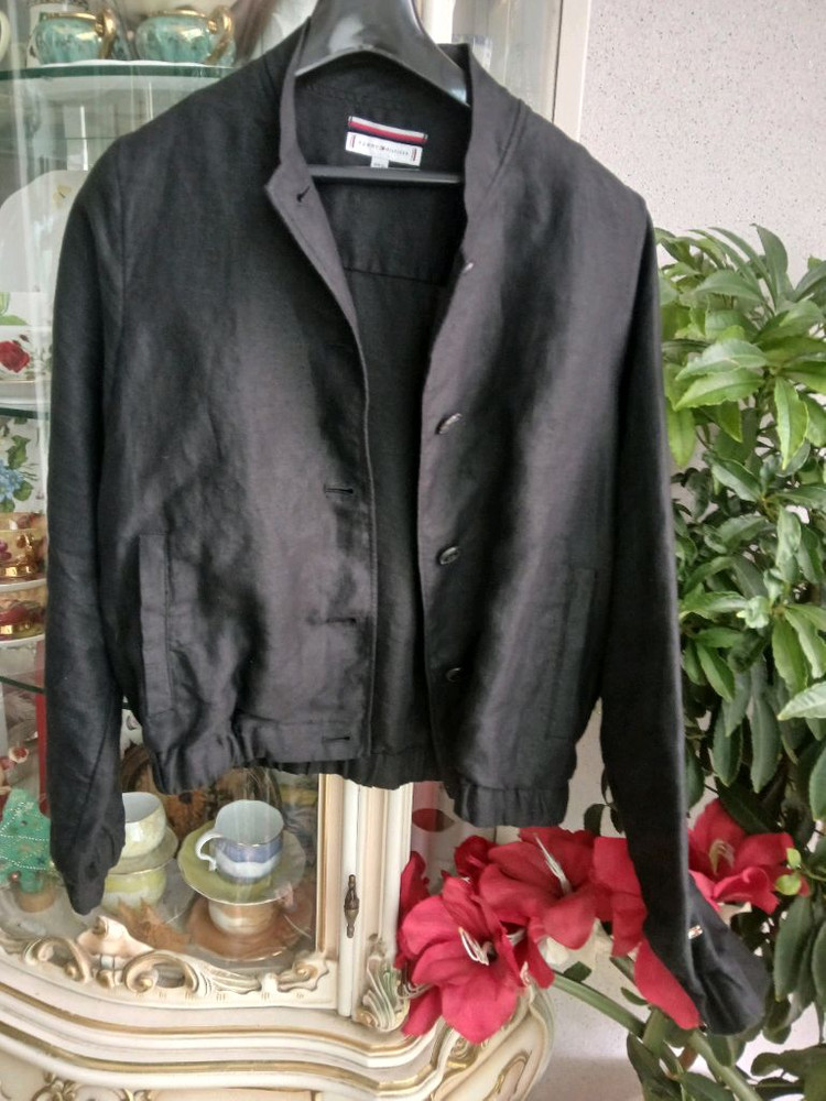 타미힐피거 블랙 린넨 봄버 자켓 55 이미지