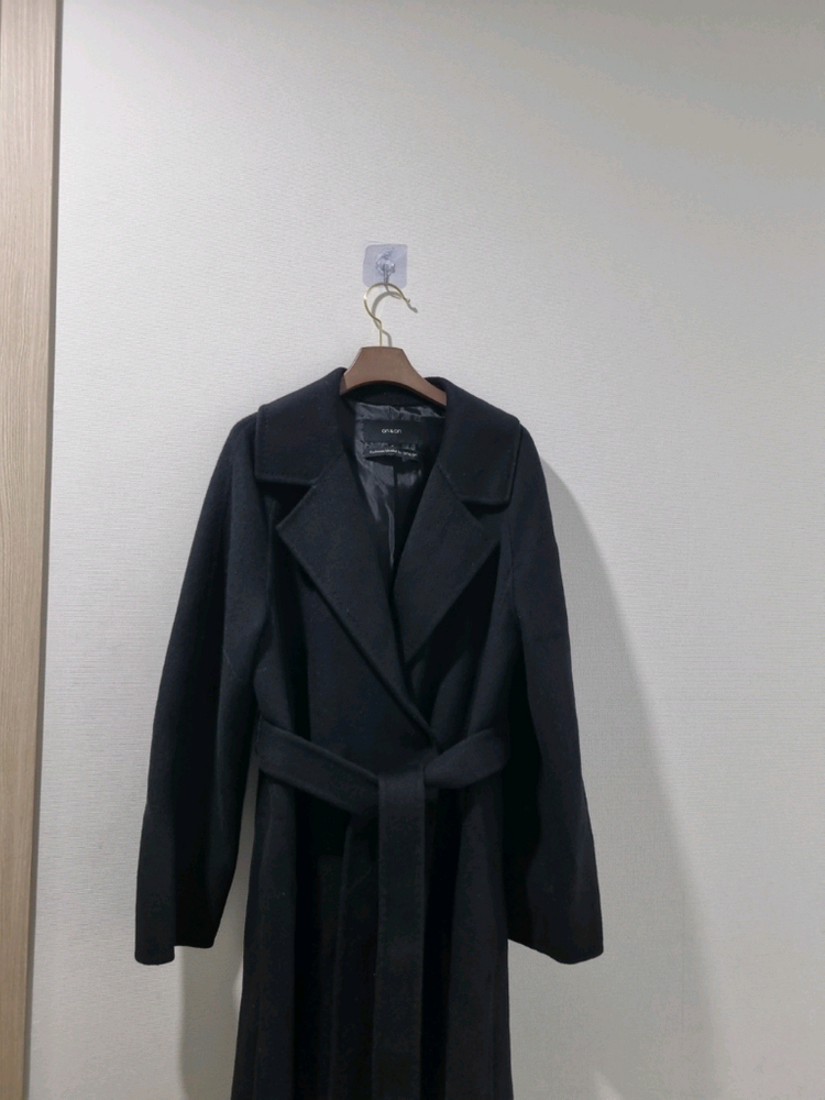 온앤온 캐시미어 혼방 블랙 롱 코트 이미지