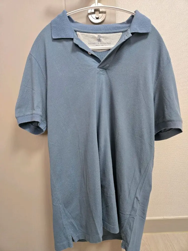 브루넬로 쿠치넬리 하늘색 반팔 카라티 M 이미지