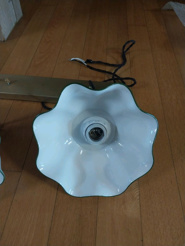 엔틱 도자기 식탁/천정 2구 조명 갓 이미지