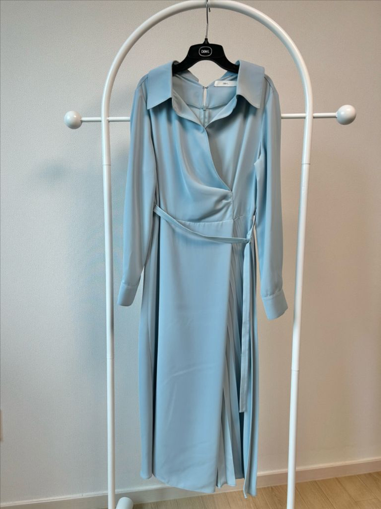 듀엘 플리츠 드레이핑 원피스 S 55 하늘색 이미지