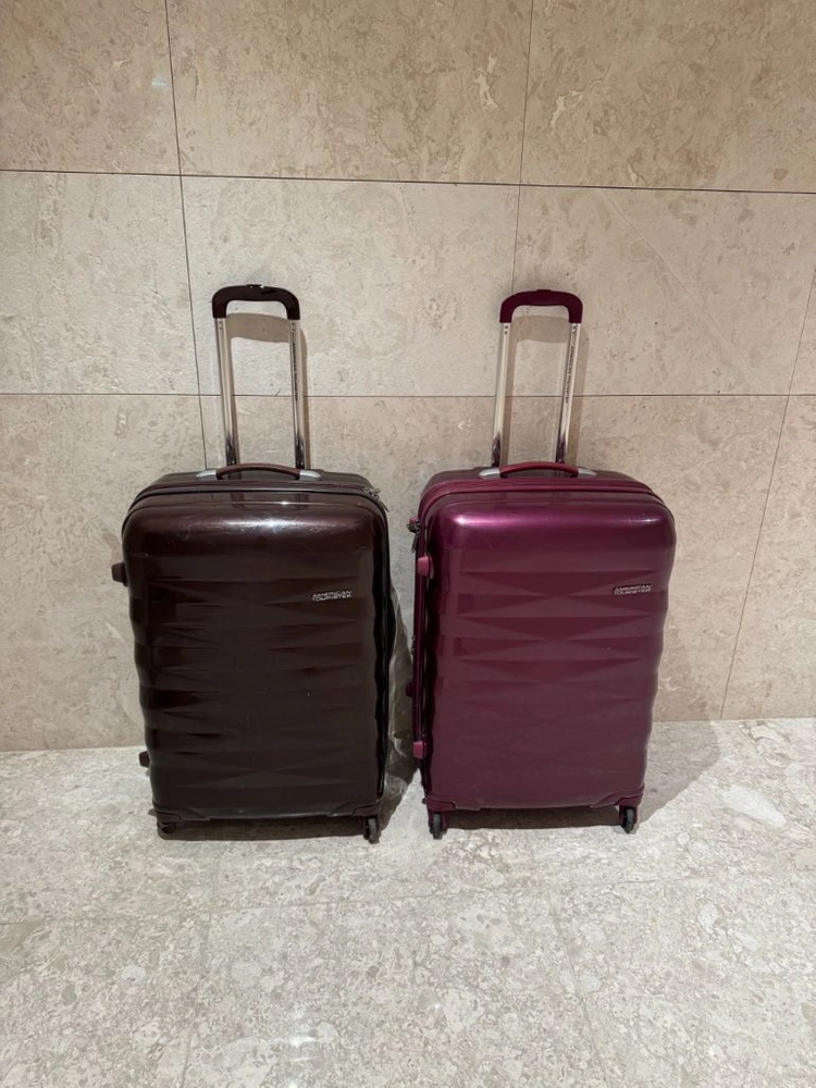 아메리칸투어리스터 캐리어 2개 일괄판매 화물수화물용 2종 (브라운, 퍼플) 2개 일괄 10만원 사이즈 이미지