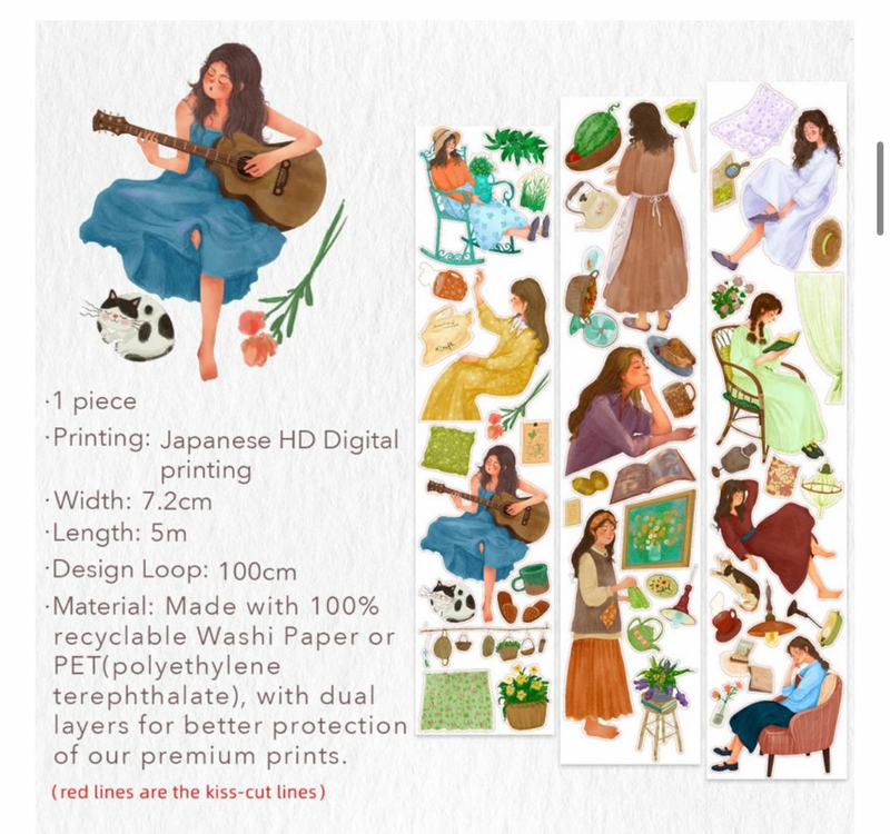 the washi tape.다꾸수입마테. 다꾸스티커. 7개.포장뜯지않은새제품 이미지