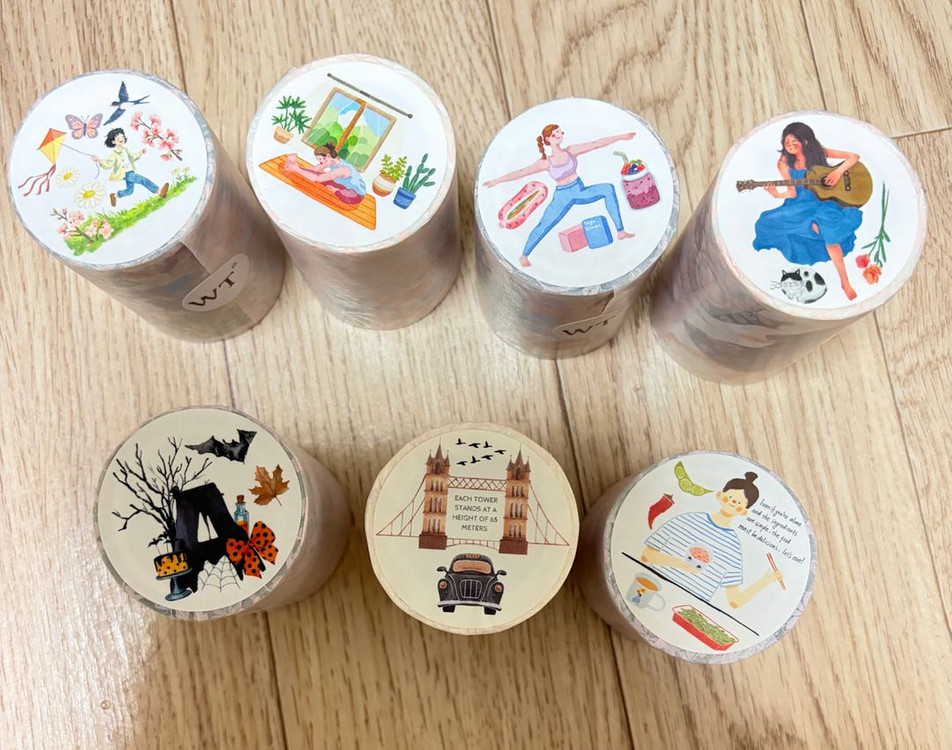 the washi tape.다꾸수입마테. 다꾸스티커. 7개.포장뜯지않은새제품 이미지