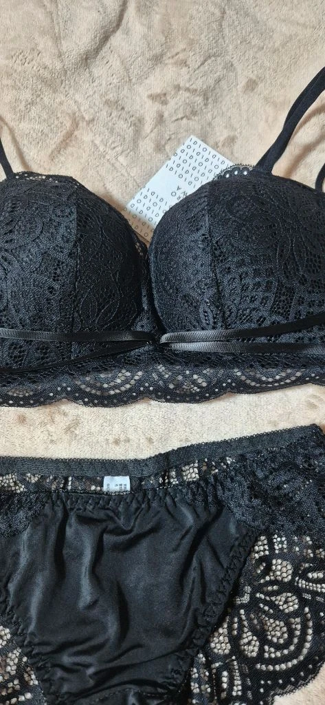 블랙 레이스 브라+팬티세트(새상품) 이미지