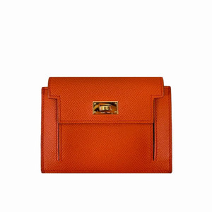 에르메스 여성 켈리 포켓 컴팩트 앱송 카드 지갑 월릿 금장 오렌지 이미지