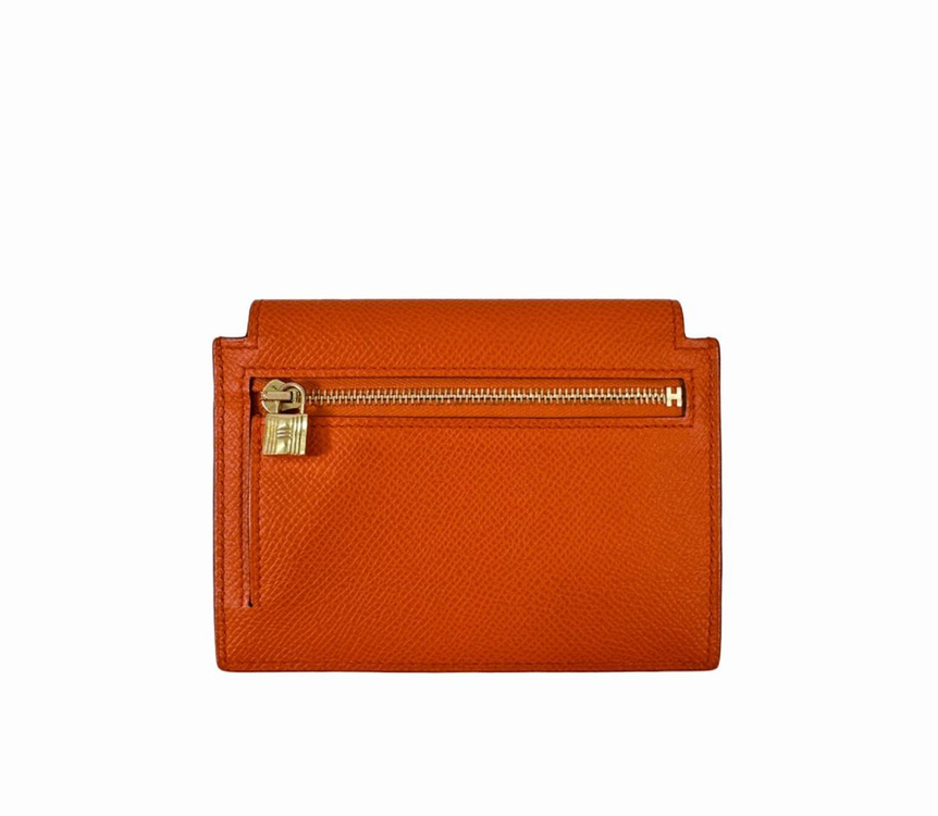 에르메스 여성 켈리 포켓 컴팩트 앱송 카드 지갑 월릿 금장 오렌지 이미지
