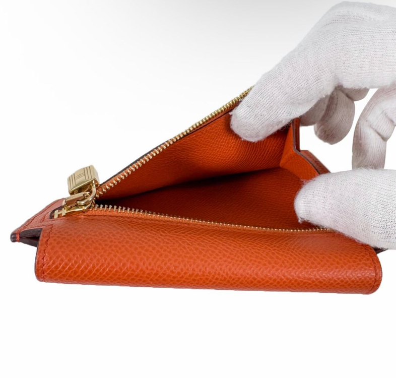 에르메스 여성 켈리 포켓 컴팩트 앱송 카드 지갑 월릿 금장 오렌지 이미지