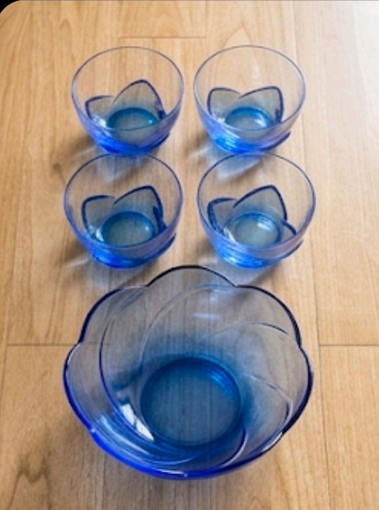 블루 빙수, 음료 유리잔 세트 이미지