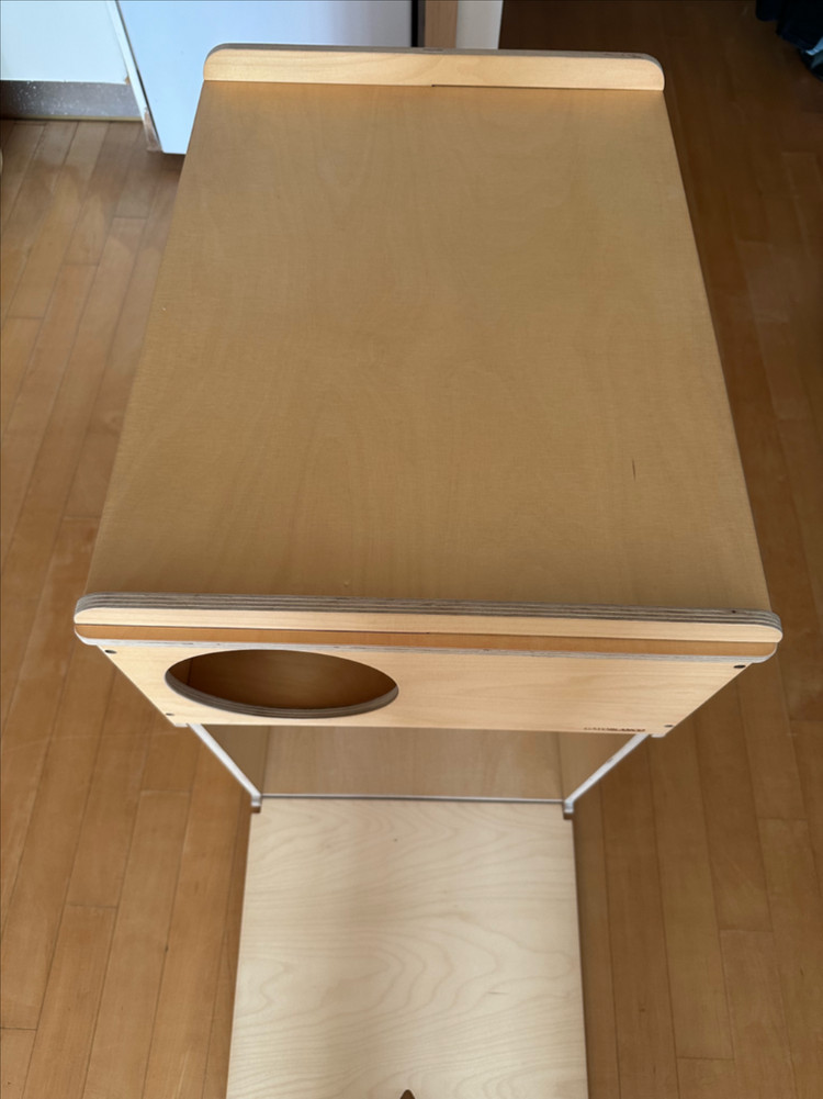 가또블랑코 원목 복층 화장실 고양이 배변 사막화 방지, 스크래쳐, 높이 조절 식탁 이미지