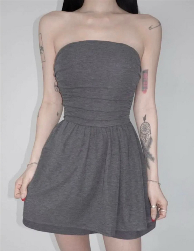 (새상품) 페일제이드 튜브 탑 드레스 원피스 챠콜 차콜 이미지