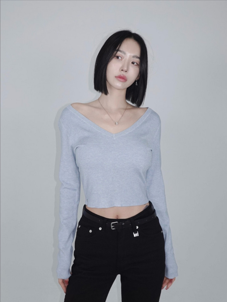 (새상품) 페일제이드 레이온 니트 티 네이비 이미지