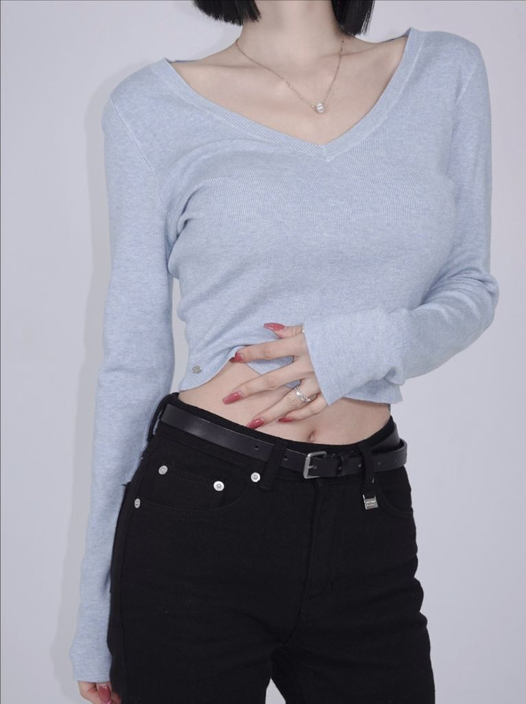 (새상품) 페일제이드 레이온 니트 티 네이비 이미지