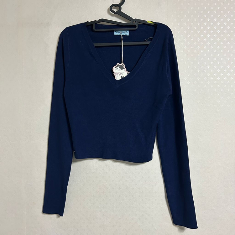 (새상품) 페일제이드 레이온 니트 티 네이비 이미지