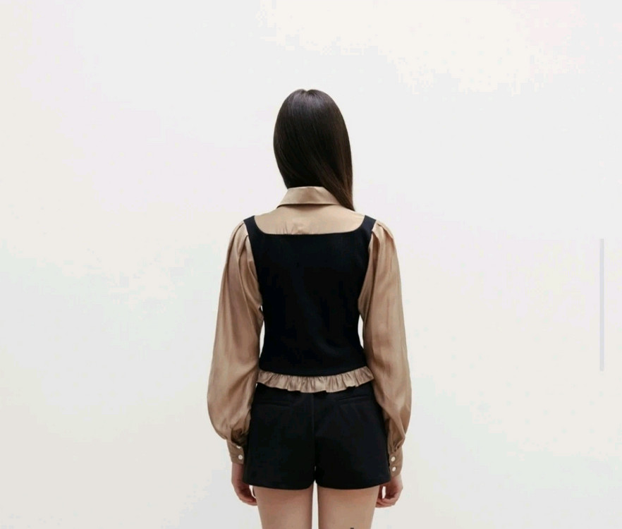 새상품) The tis 더티스 브라운 뷔스티에 셔츠 블라우스 M 이미지