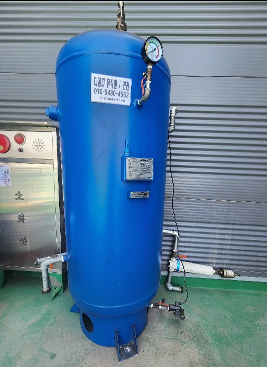한신 20마력 콤프레샤+한신 냉동식 에어 드라이어+내리기업 0.5루베 탱크+필터 A60419 이미지