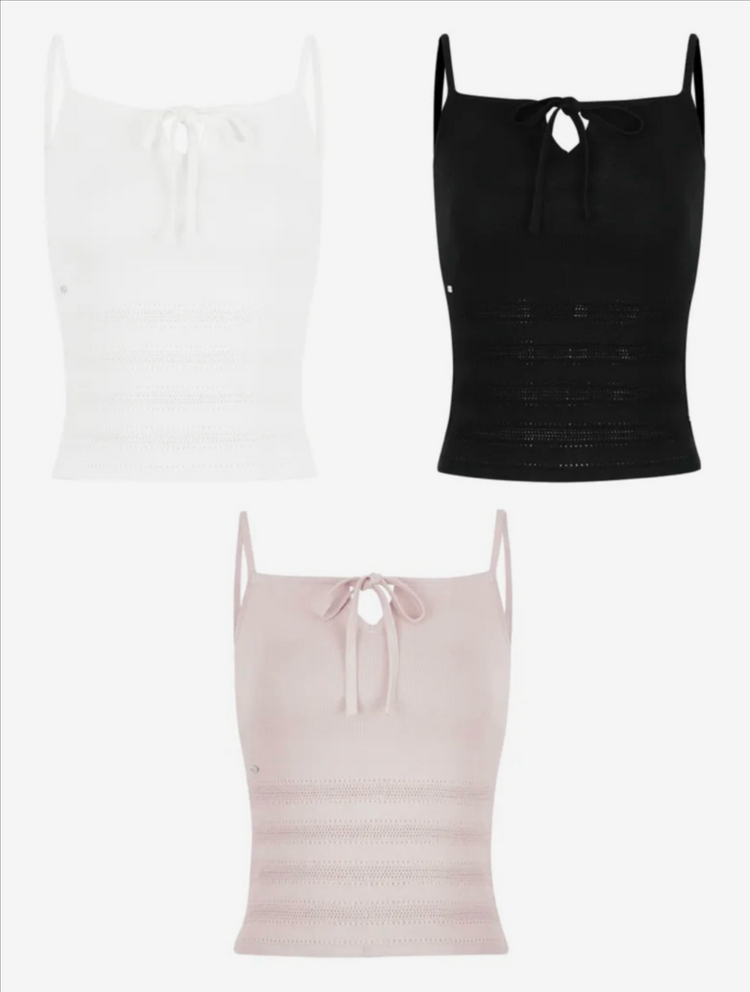 (새상품) 페일제이드 리본 펀칭 니트 슬리브리스 화이트 이미지