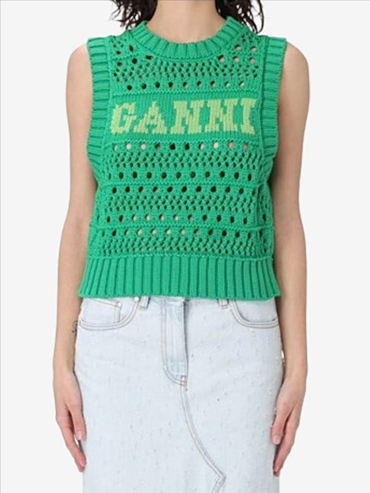 ganni 가니 니트 베스트 조끼 그린 이미지