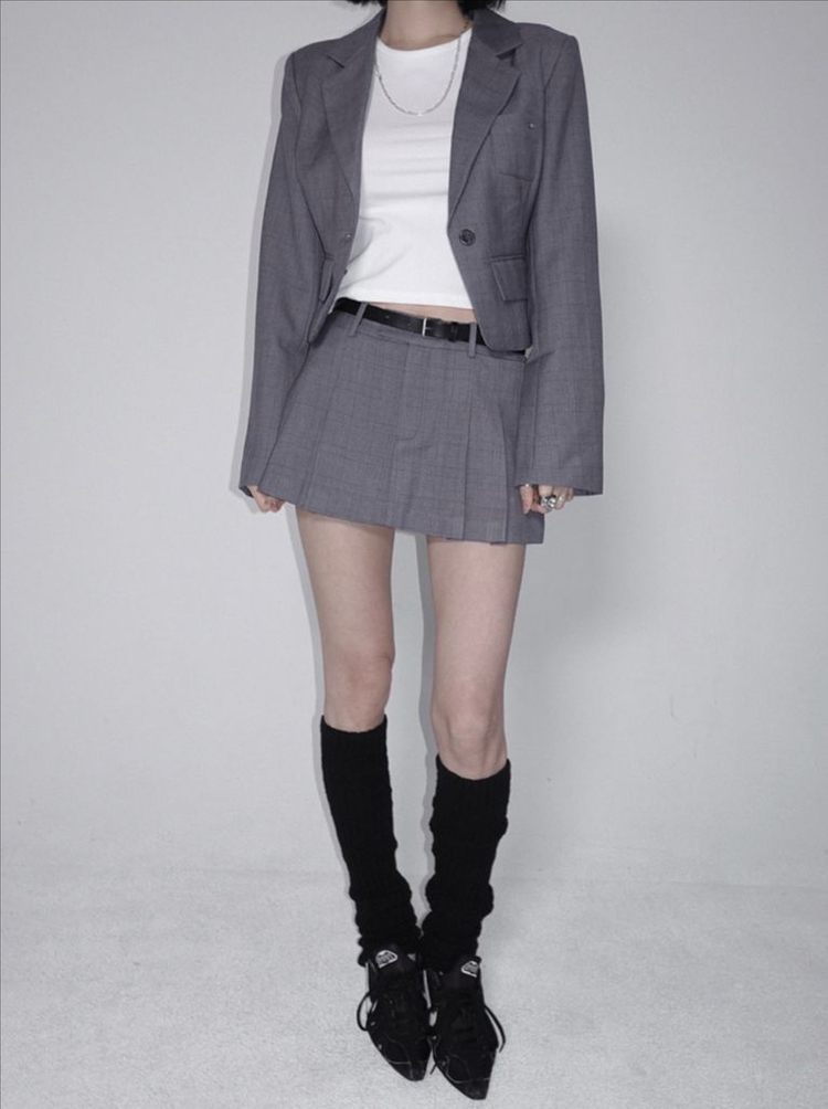 (새상품) 페일제이드 데뮤어 드뮤어 크롭 셋업 스커트 그레이 이미지