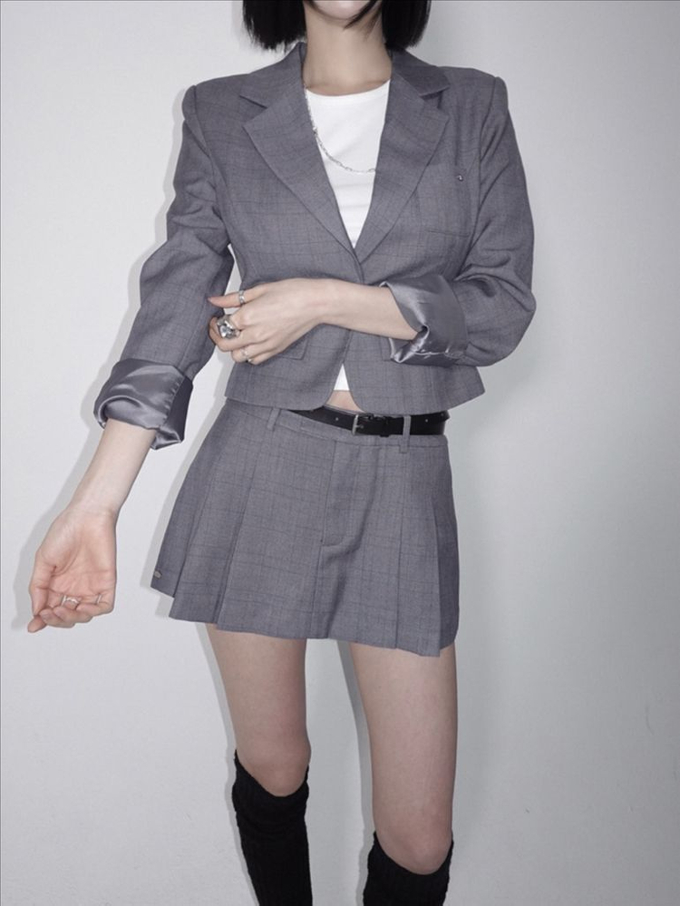 (새상품) 페일제이드 데뮤어 드뮤어 크롭 셋업 스커트 그레이 이미지