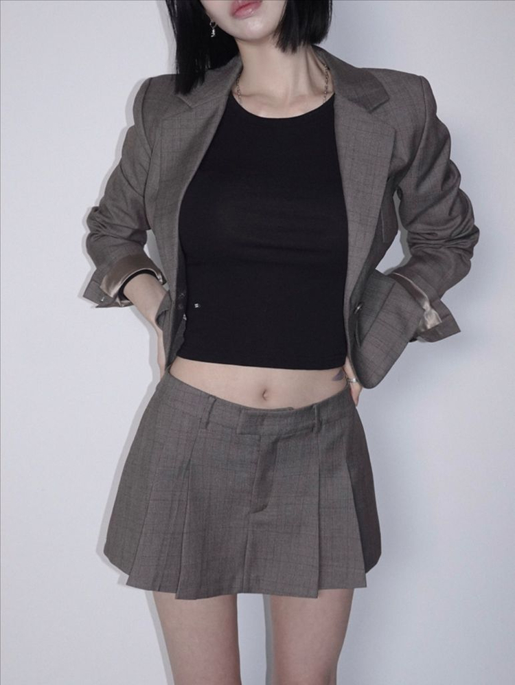 (새상품) 페일제이드 데뮤어 드뮤어 크롭 셋업 스커트 브라운 이미지