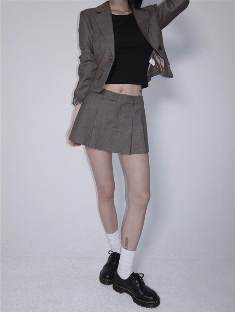 (새상품) 페일제이드 데뮤어 드뮤어 크롭 셋업 스커트 브라운 이미지