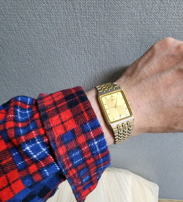 빈티지 SEIKO 세이코 쿼츠 사각 금장 시계 이미지
