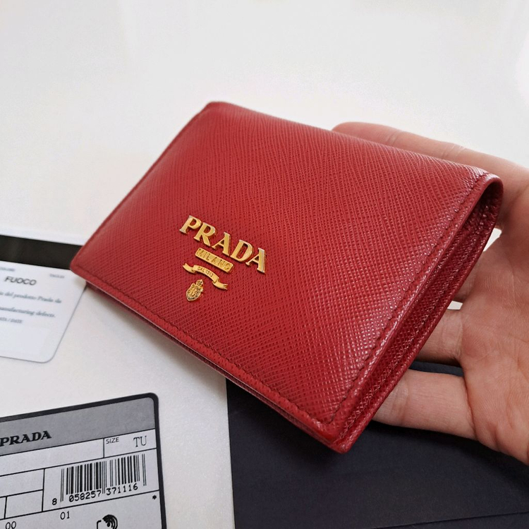 [100%/정품] 프라다 사피아노 메탈 레드 반지갑, 프라다지갑,프라다반지갑,프라다카드지갑 이미지