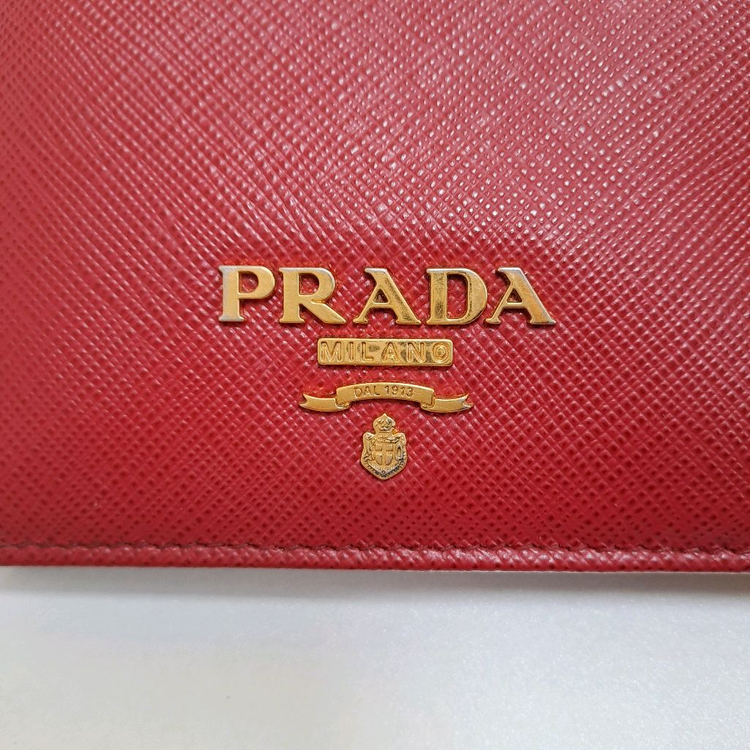 [100%/정품] 프라다 사피아노 메탈 레드 반지갑, 프라다지갑,프라다반지갑,프라다카드지갑 이미지