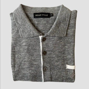 [빈폴(BEAN POLE)]남성 반팔 칼라넥 니트 (그레이/100 이미지