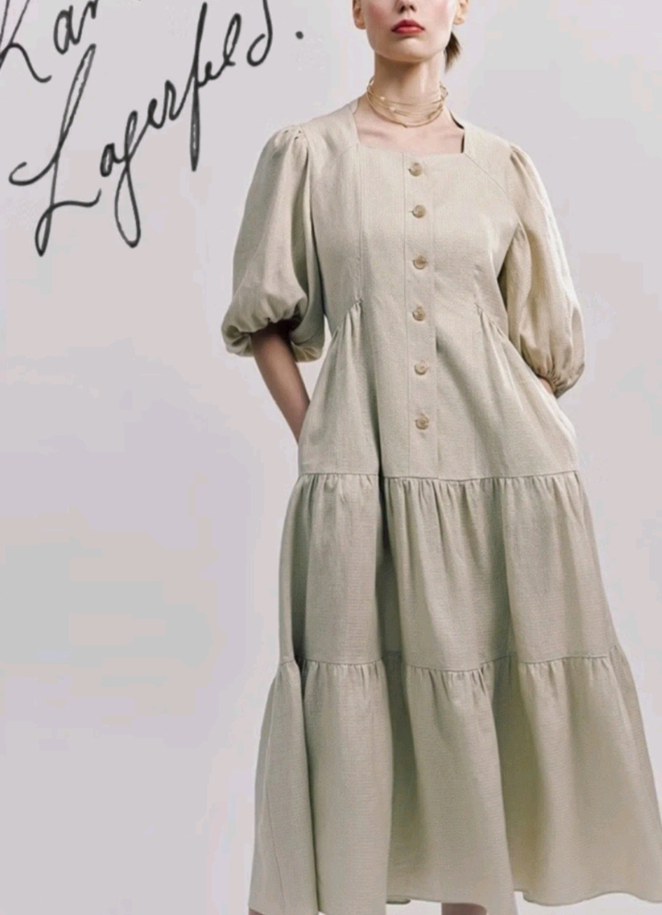 칼라거펠트 린넨 블렌디드 원피스(77) ㅡ새상품 이미지