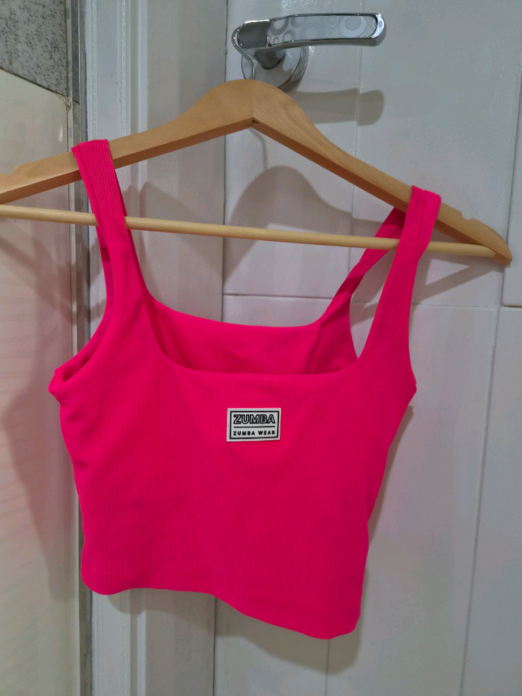 줌바 형광핑크 크롭탑 이미지