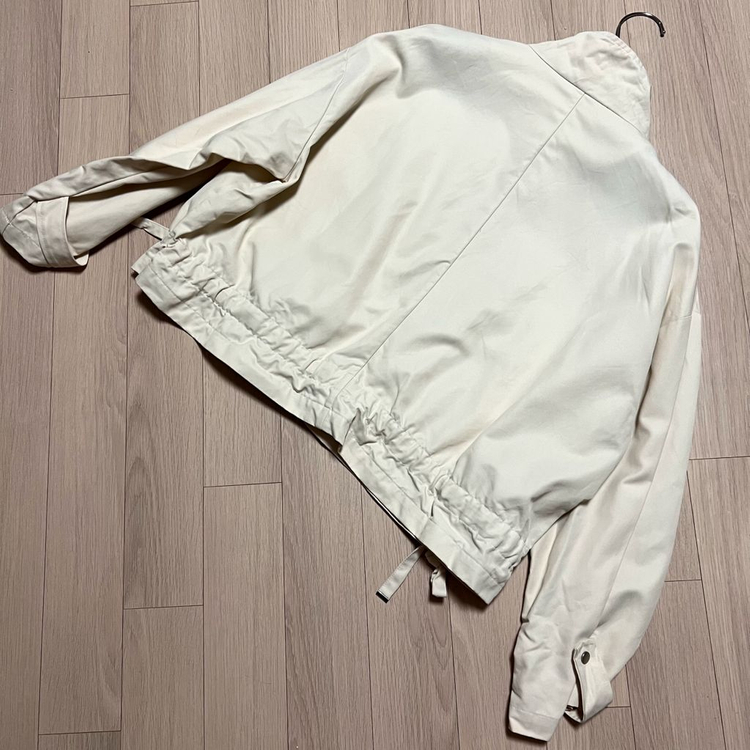 패브릭컬리지 빅포켓 필드 자켓 아이보리 바스락 숏 트렌치 점퍼 야상 간절기 봄가을 이미지