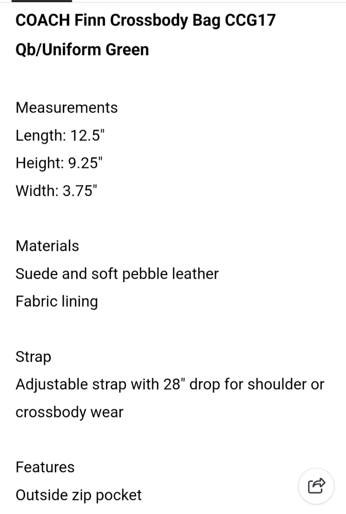 새상품) 코치 크로스백 스웨이드 카키그린 이미지