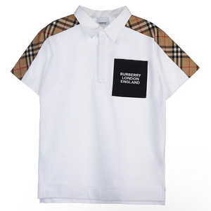 버버리 키즈 주니어 체크 폴로 반팔 카라 셔츠 12a 이미지