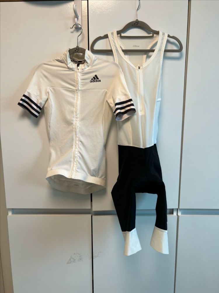 아디다스 여성 사이클 자전거 져지 빕 상하의 세트 이미지