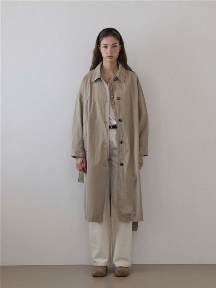 하네 벨티드 롱 트렌치 코트_Beige 이미지